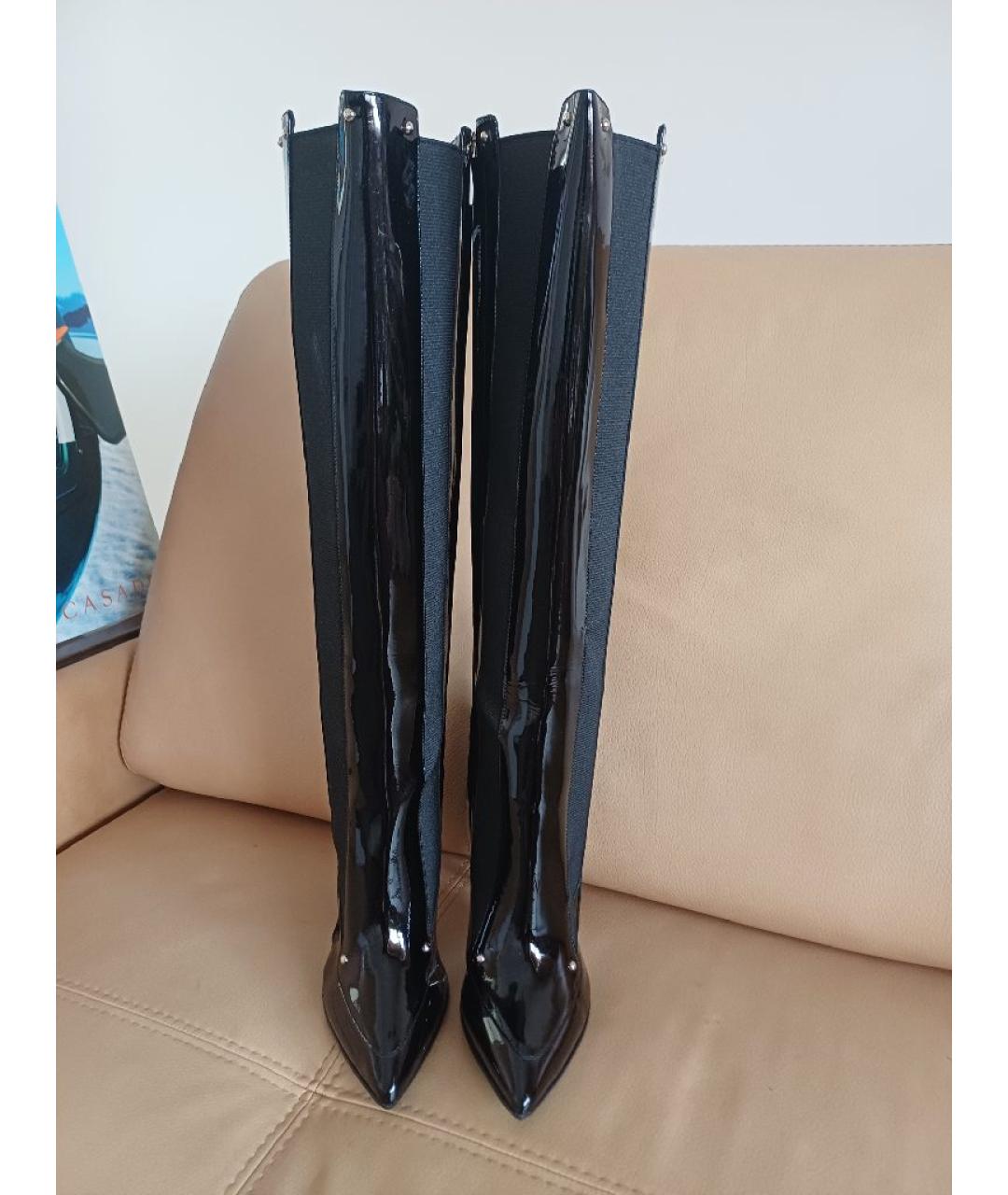CASADEI Черные сапоги из лакированной кожи, фото 7