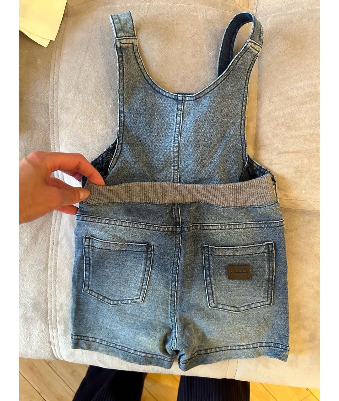 DOLCE & GABBANA KIDS Синий деним комбинезон, фото 3