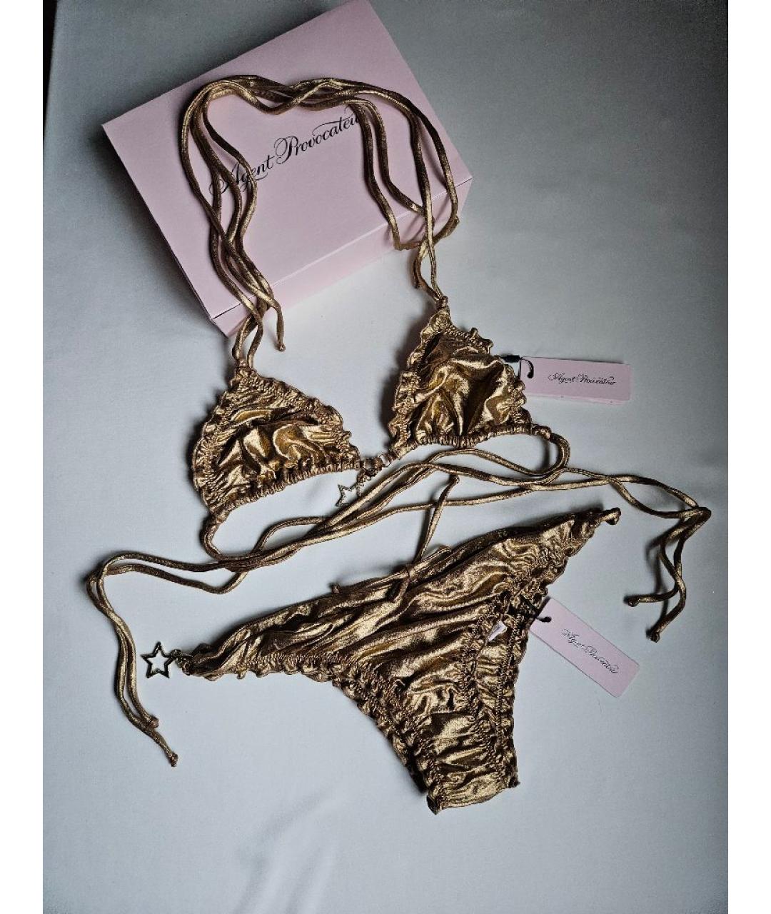 AGENT PROVOCATEUR Золотой полиамидовый купальник, фото 2