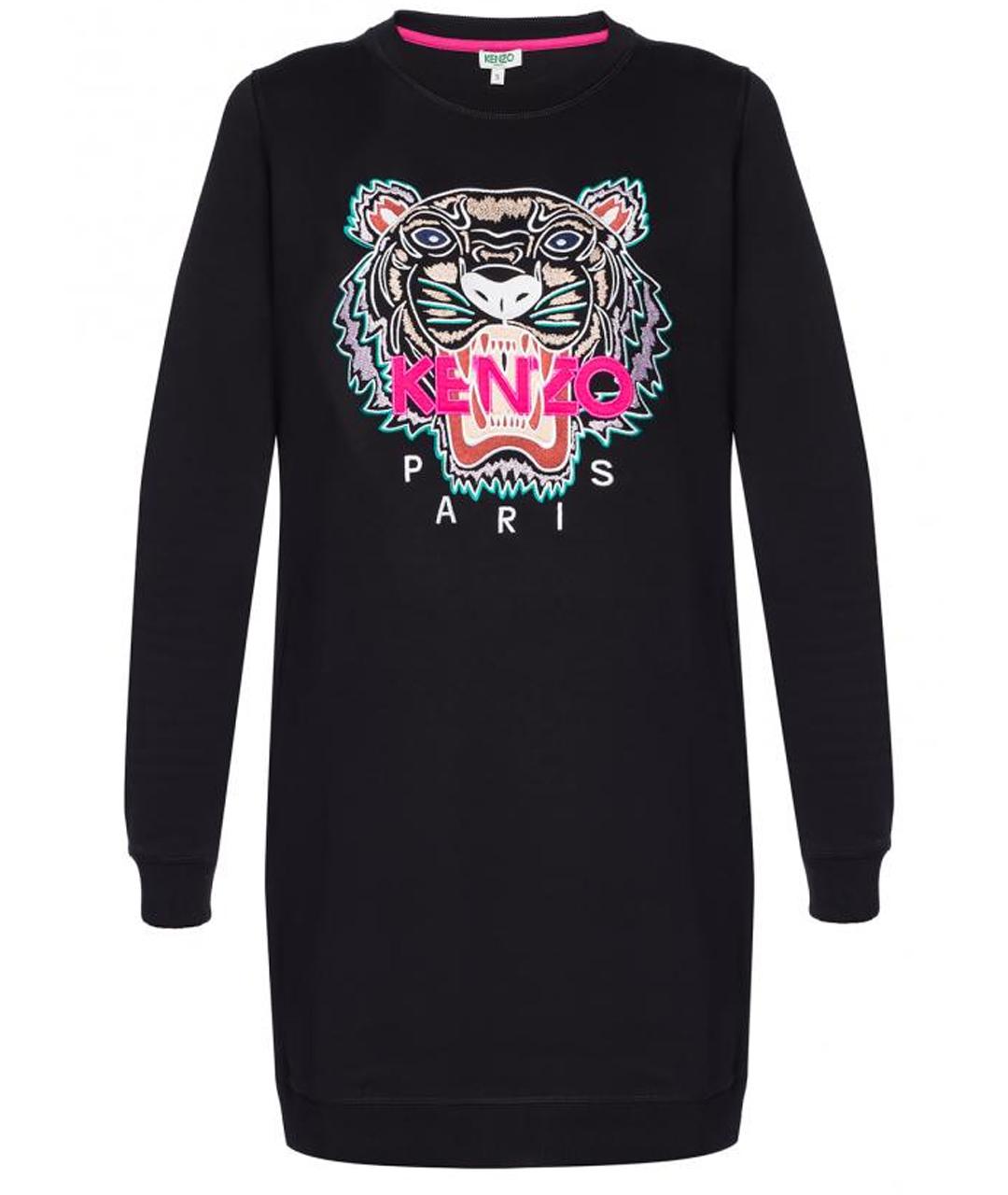 KENZO Черное хлопковое повседневное платье, фото 1