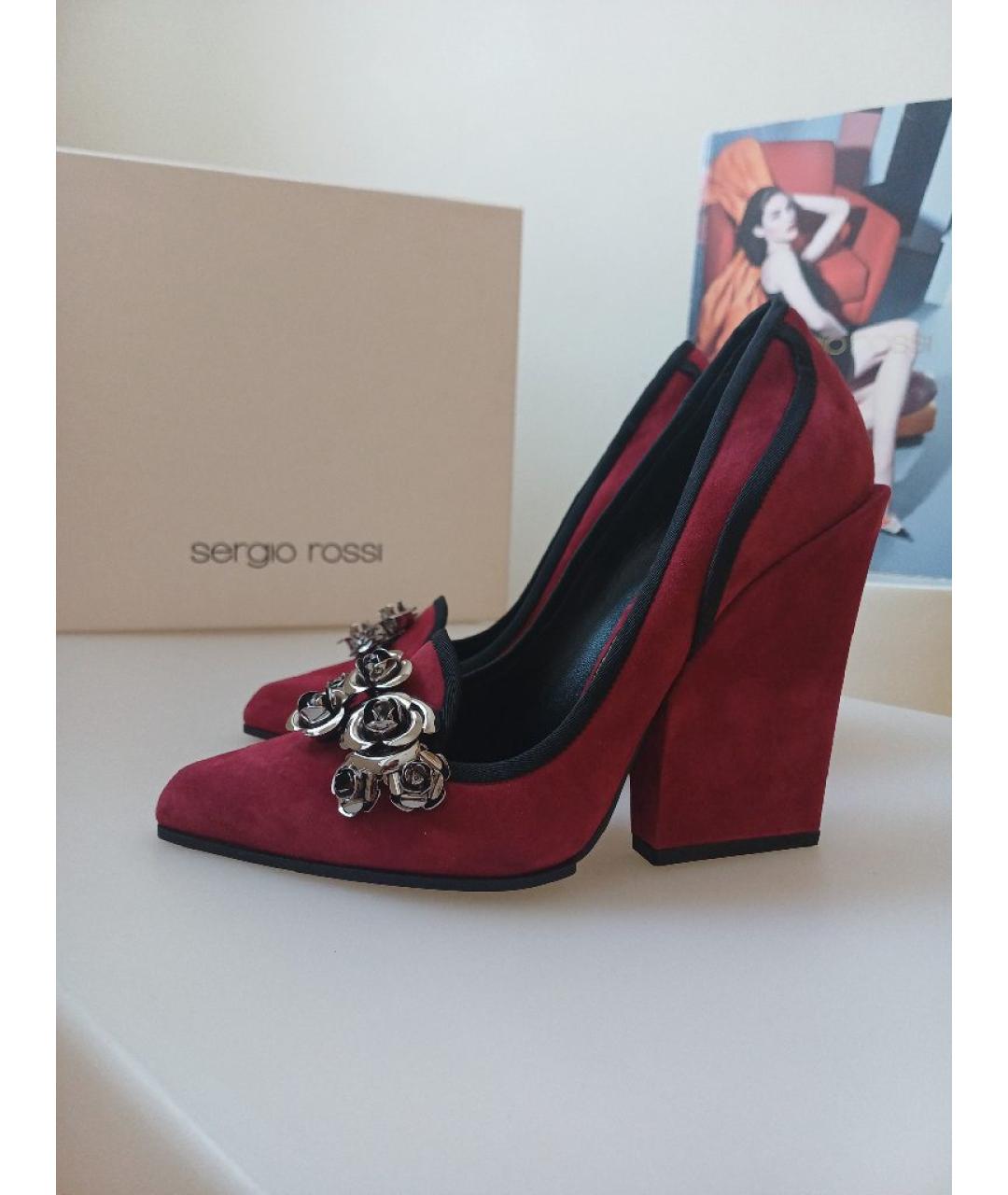 SERGIO ROSSI Бордовые замшевые туфли, фото 2