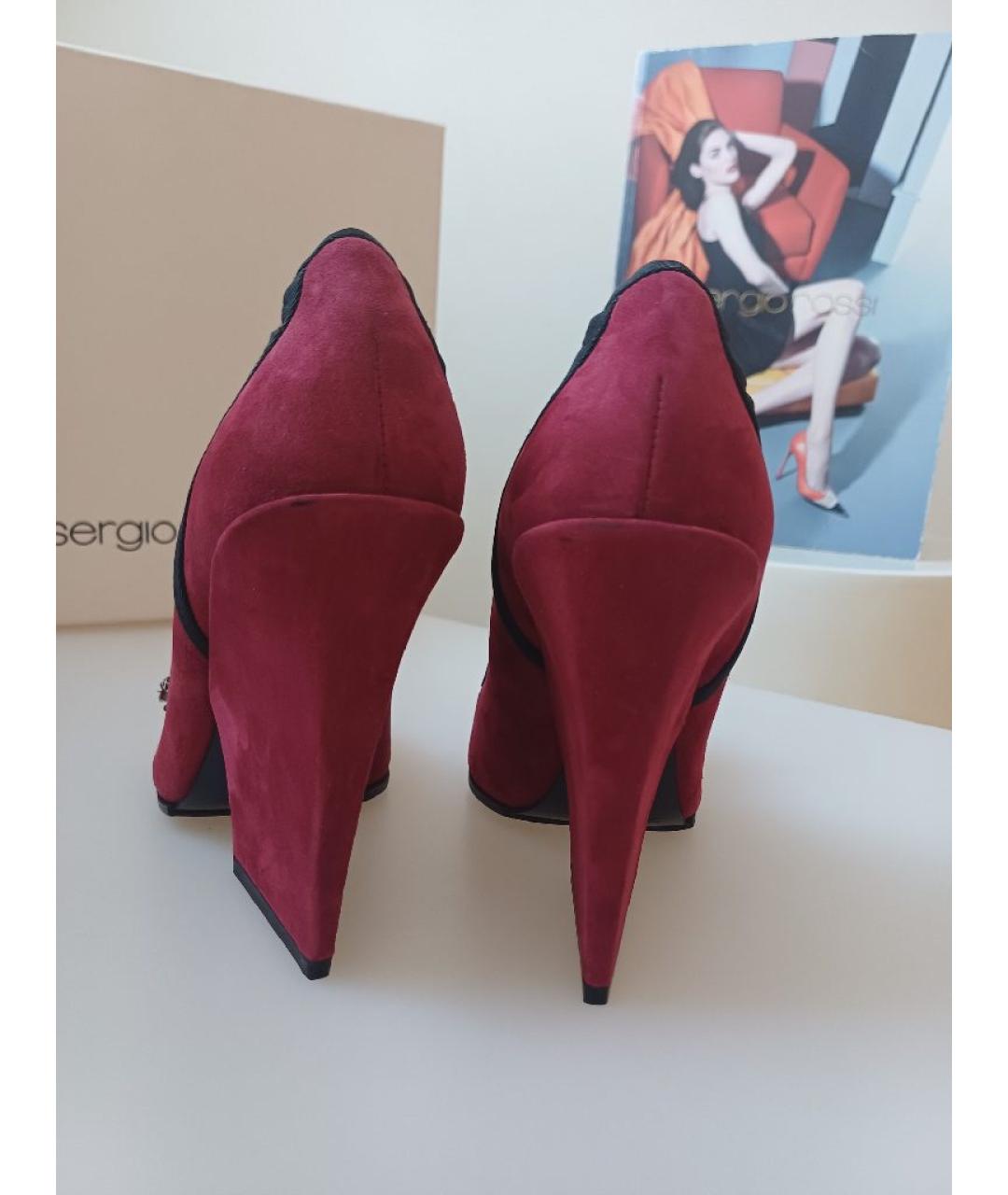 SERGIO ROSSI Бордовые замшевые туфли, фото 7