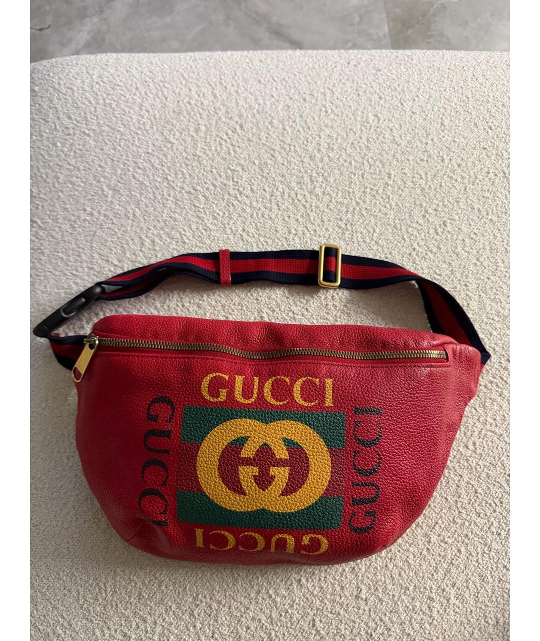GUCCI Красная кожаная поясная сумка, фото 5