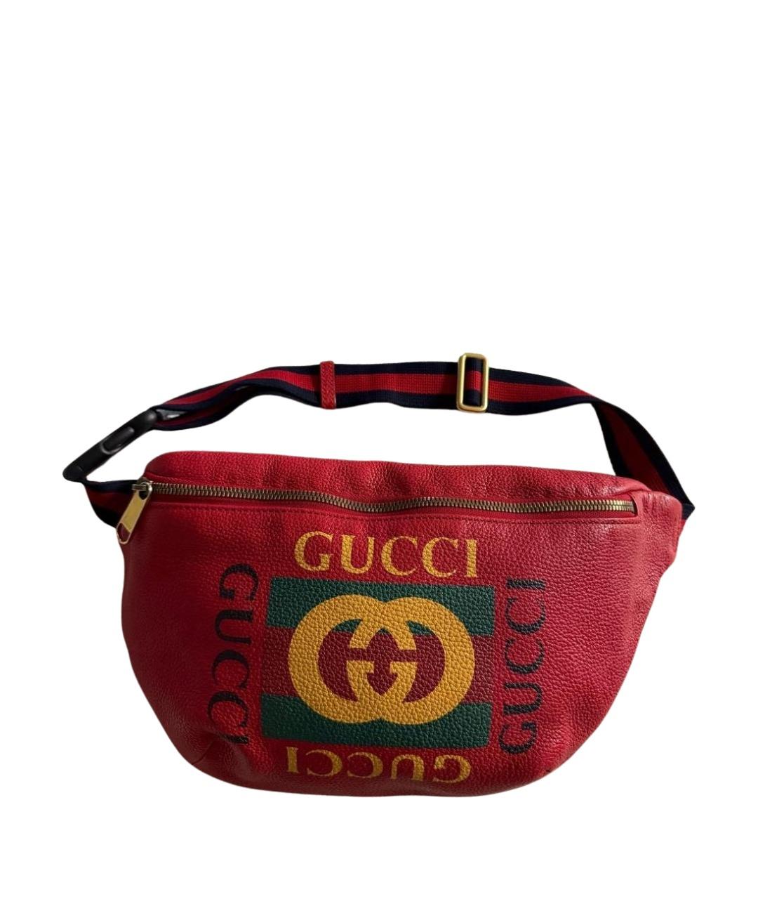 GUCCI Красная кожаная поясная сумка, фото 1