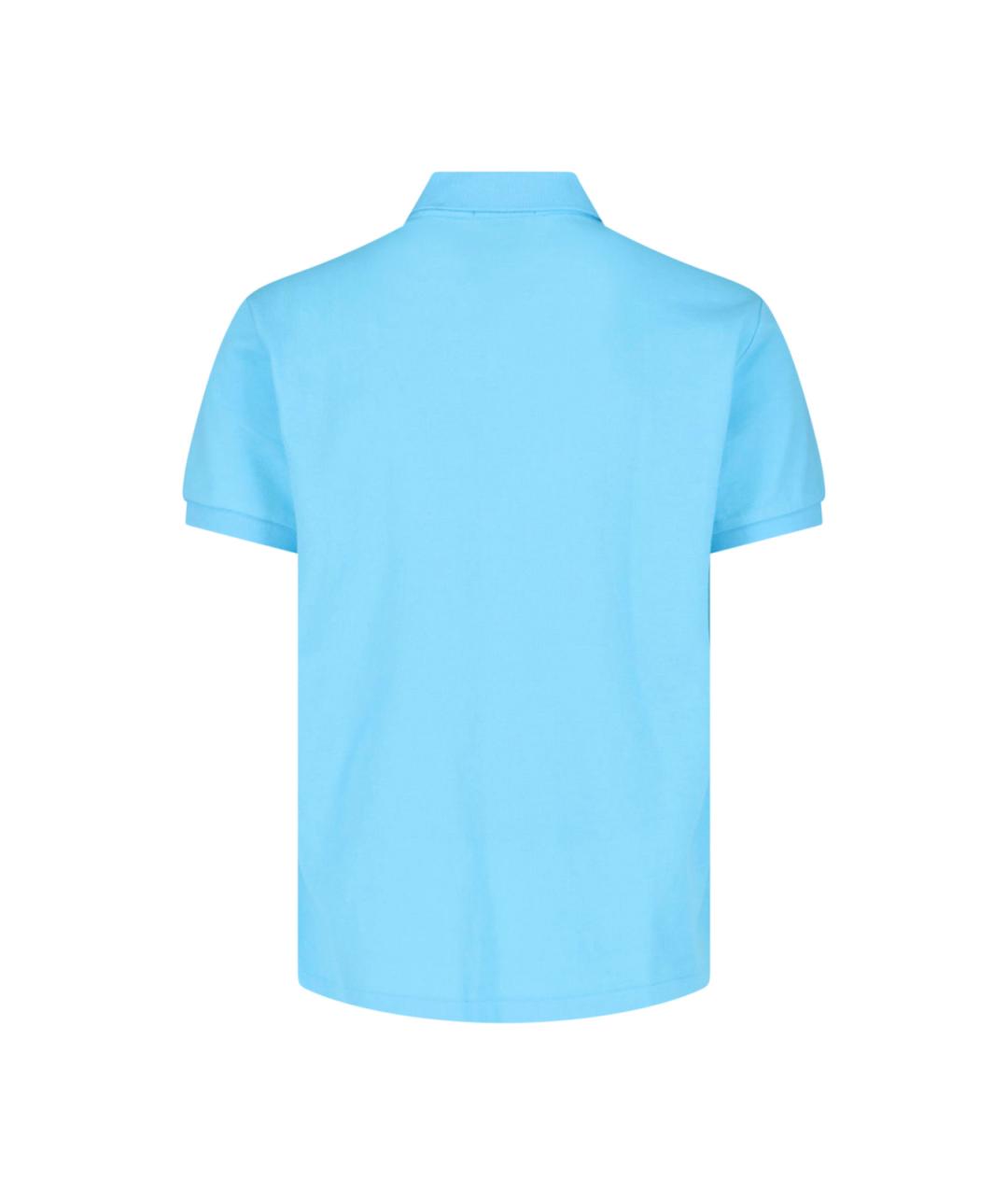 POLO RALPH LAUREN Голубое хлопковое поло с коротким рукавом, фото 2