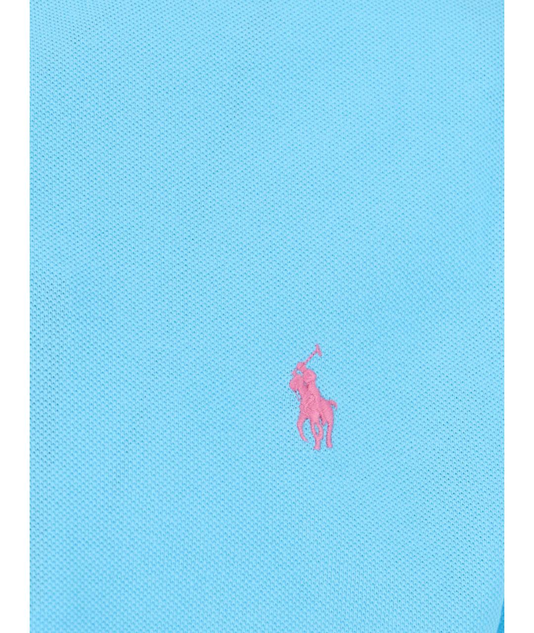 POLO RALPH LAUREN Голубое хлопковое поло с коротким рукавом, фото 3