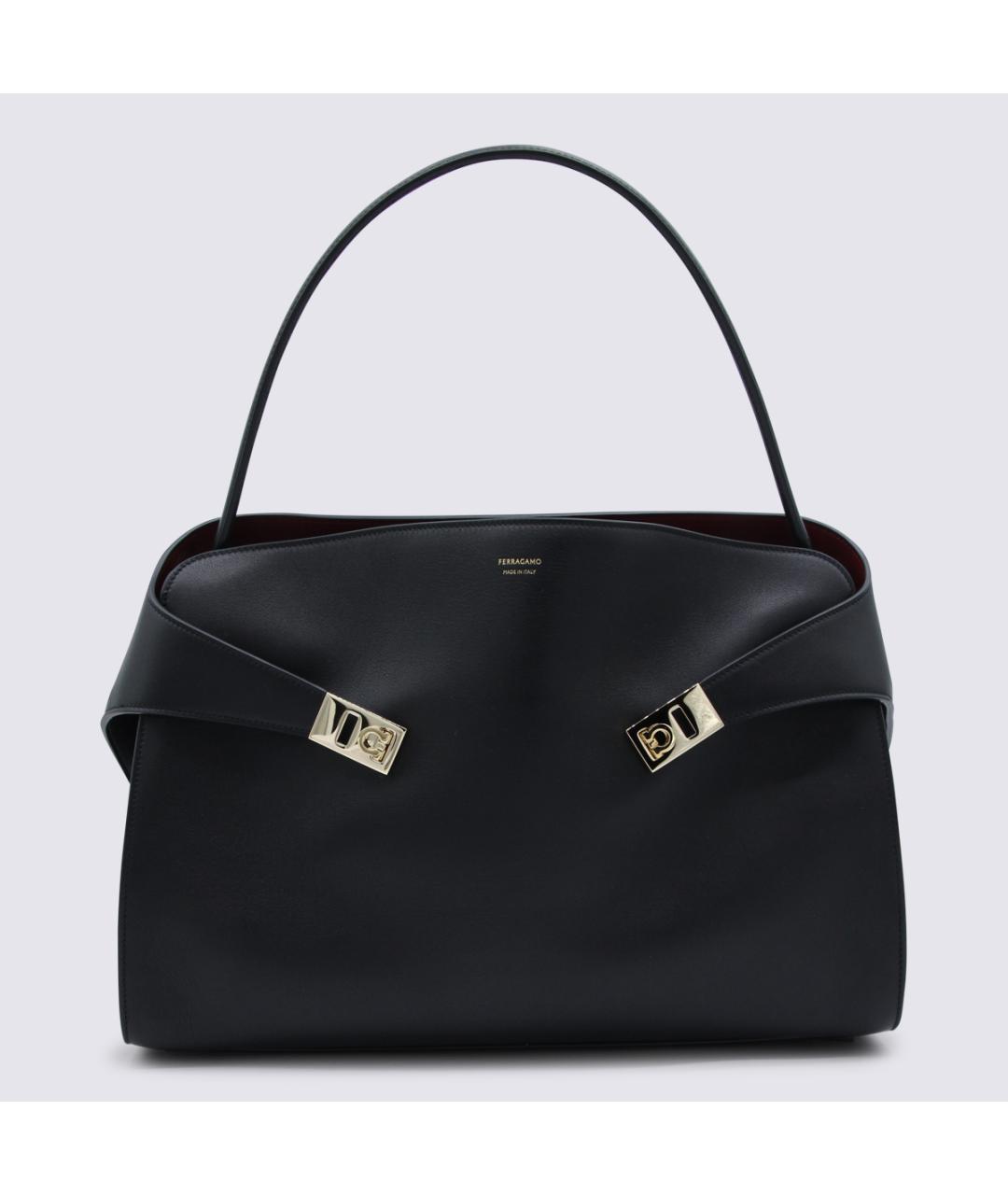 FERRAGAMO Черная кожаная сумка тоут, фото 5