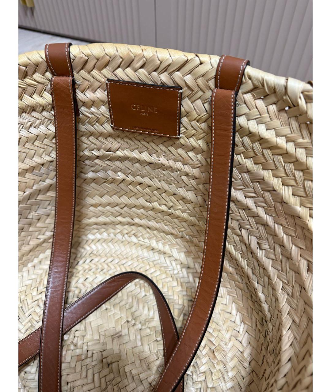 CELINE Бежевая пелетеная пляжная сумка, фото 4