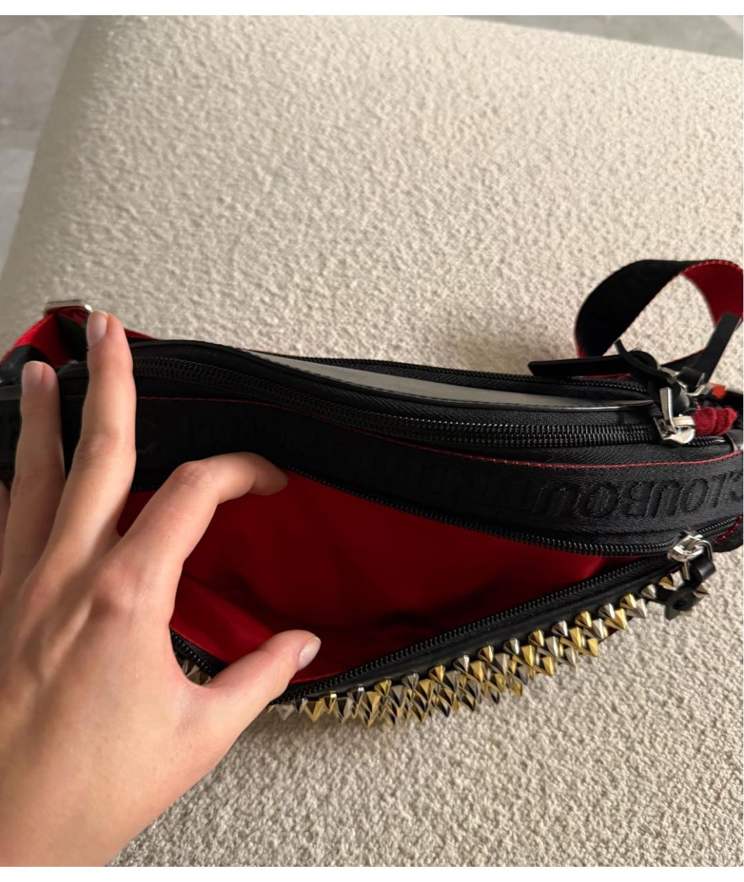 CHRISTIAN LOUBOUTIN Черная тканевая поясная сумка, фото 4
