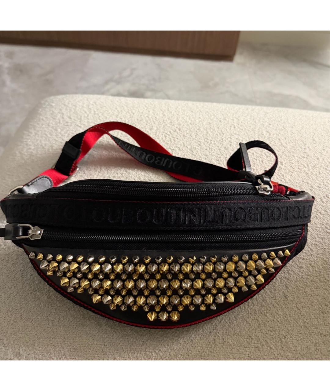 CHRISTIAN LOUBOUTIN Черная тканевая поясная сумка, фото 7