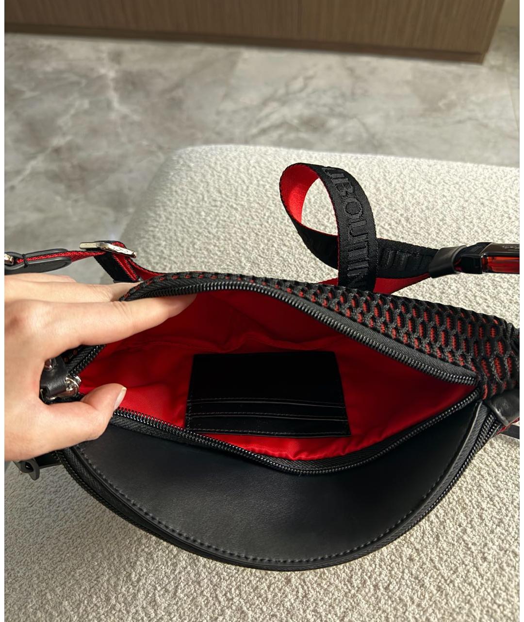 CHRISTIAN LOUBOUTIN Черная тканевая поясная сумка, фото 6