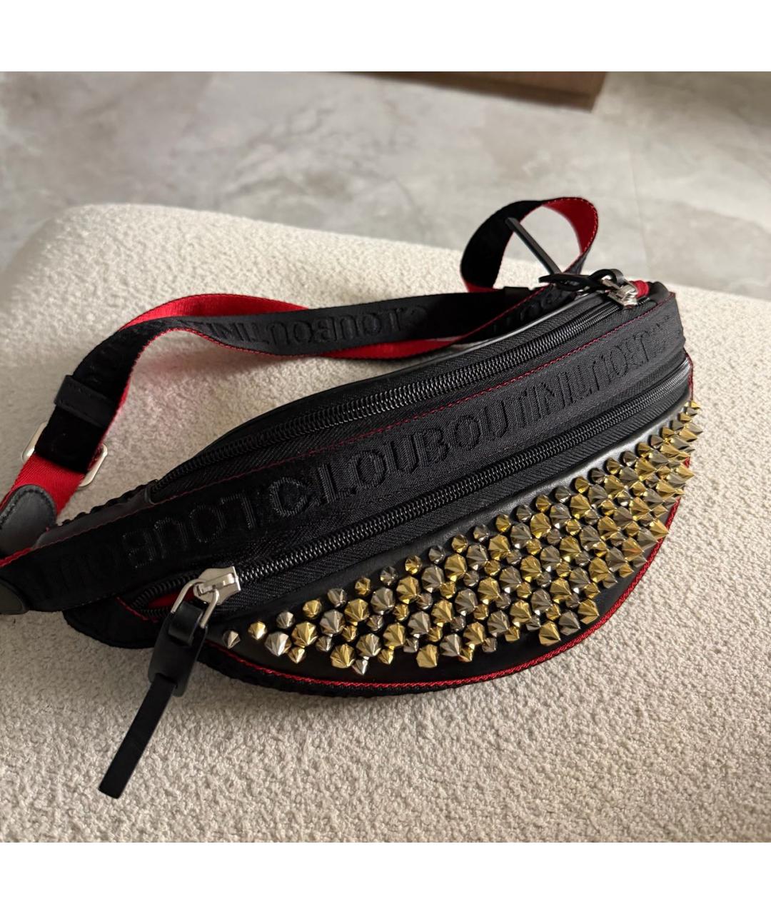 CHRISTIAN LOUBOUTIN Черная тканевая поясная сумка, фото 2