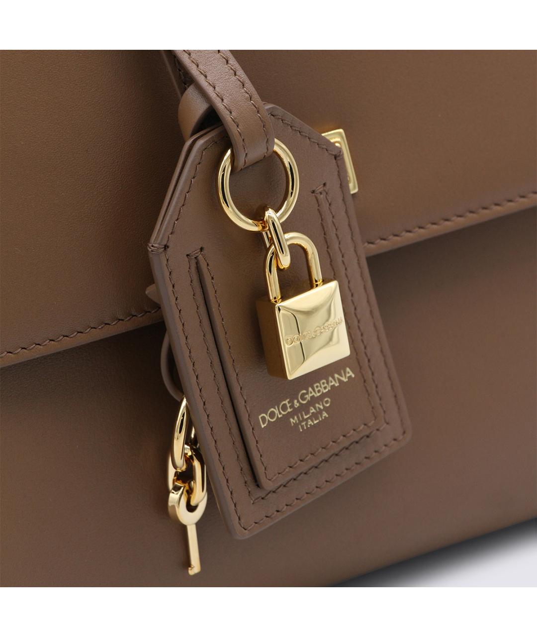DOLCE&GABBANA Коричневая кожаная сумка тоут, фото 4