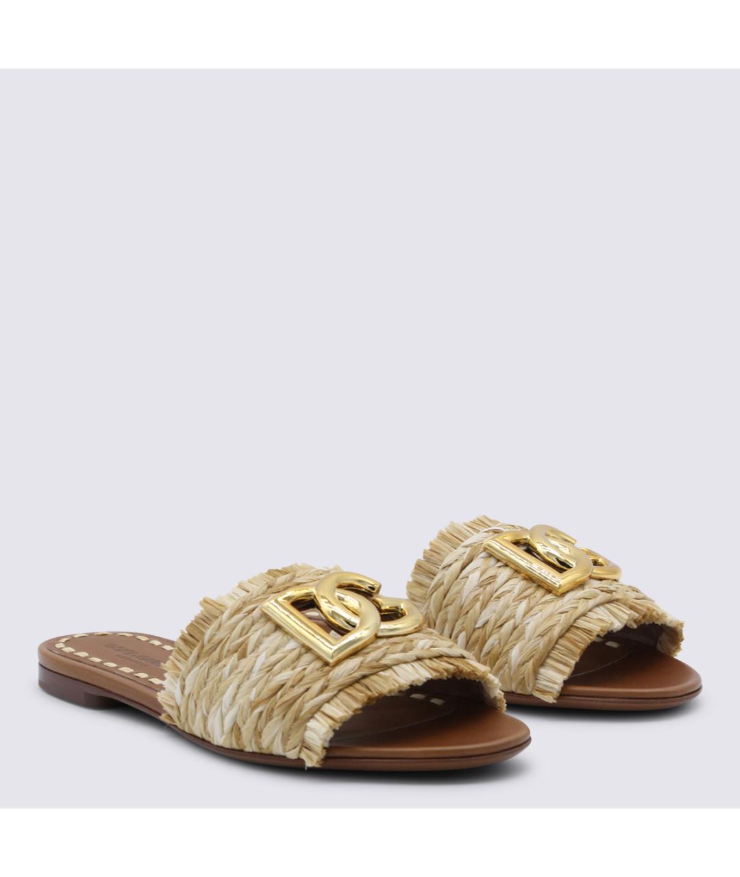 DOLCE&GABBANA Бежевые шлепанцы, фото 2