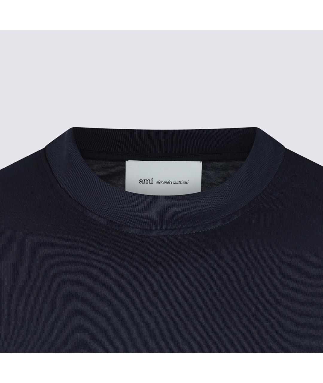 Ami Paris Темно-синяя хлопковая футболка, фото 4