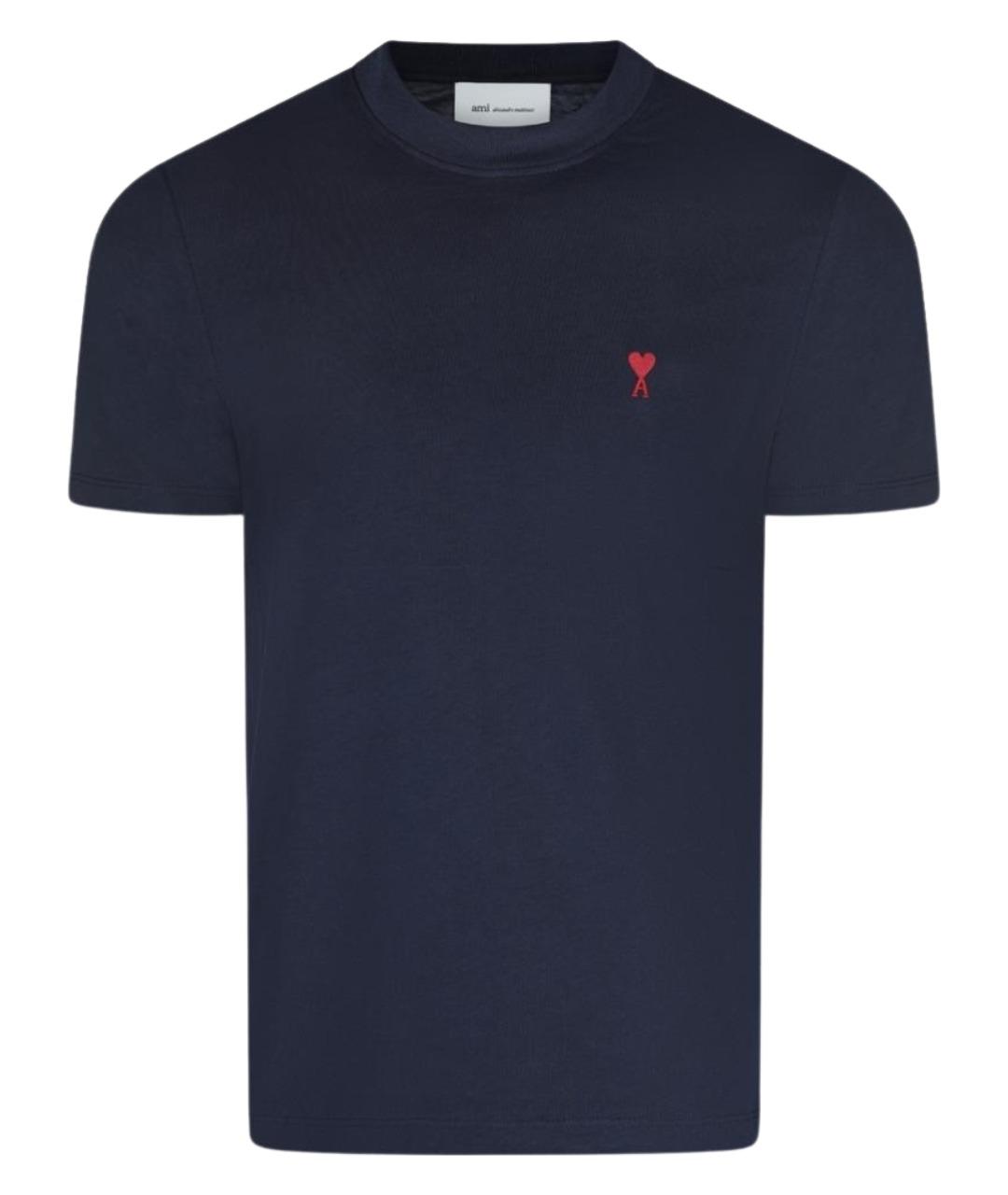 Ami Paris Темно-синяя хлопковая футболка, фото 1