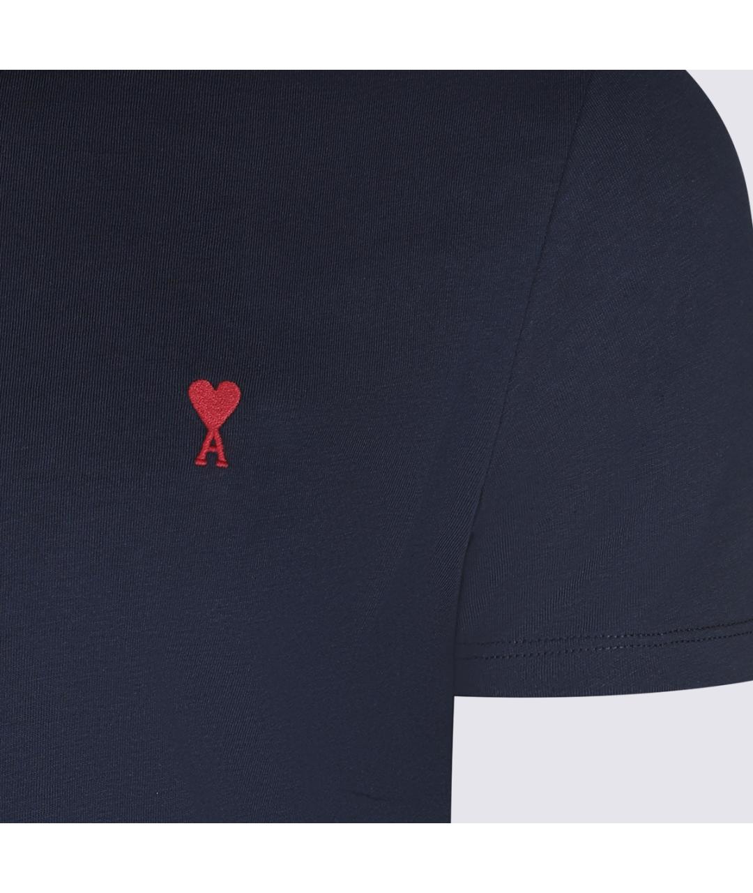 Ami Paris Темно-синяя хлопковая футболка, фото 3