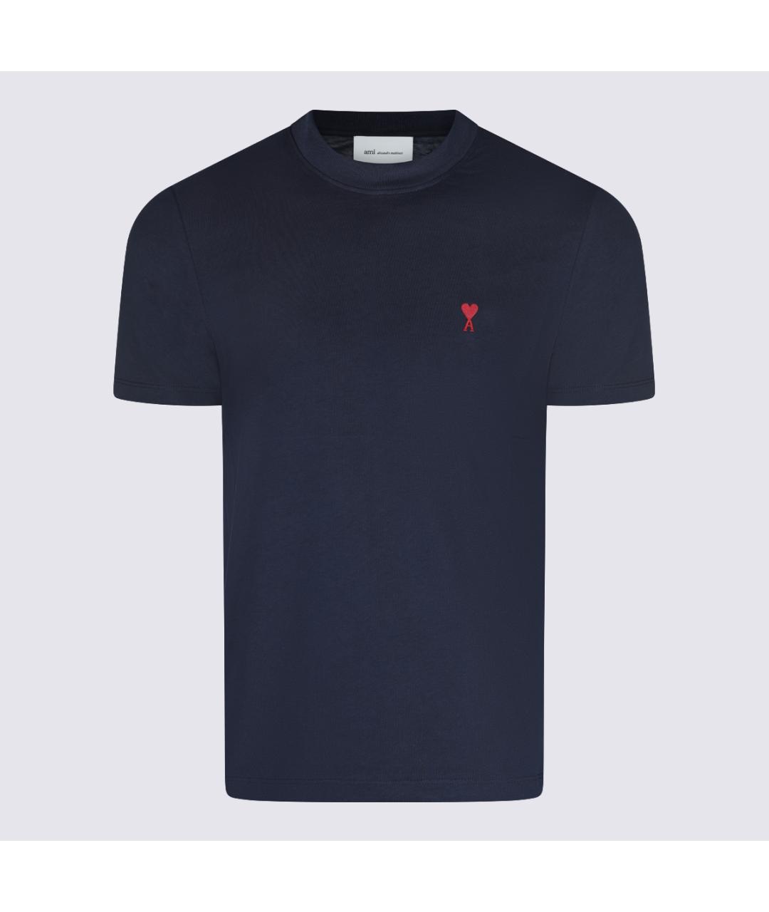 Ami Paris Темно-синяя хлопковая футболка, фото 5