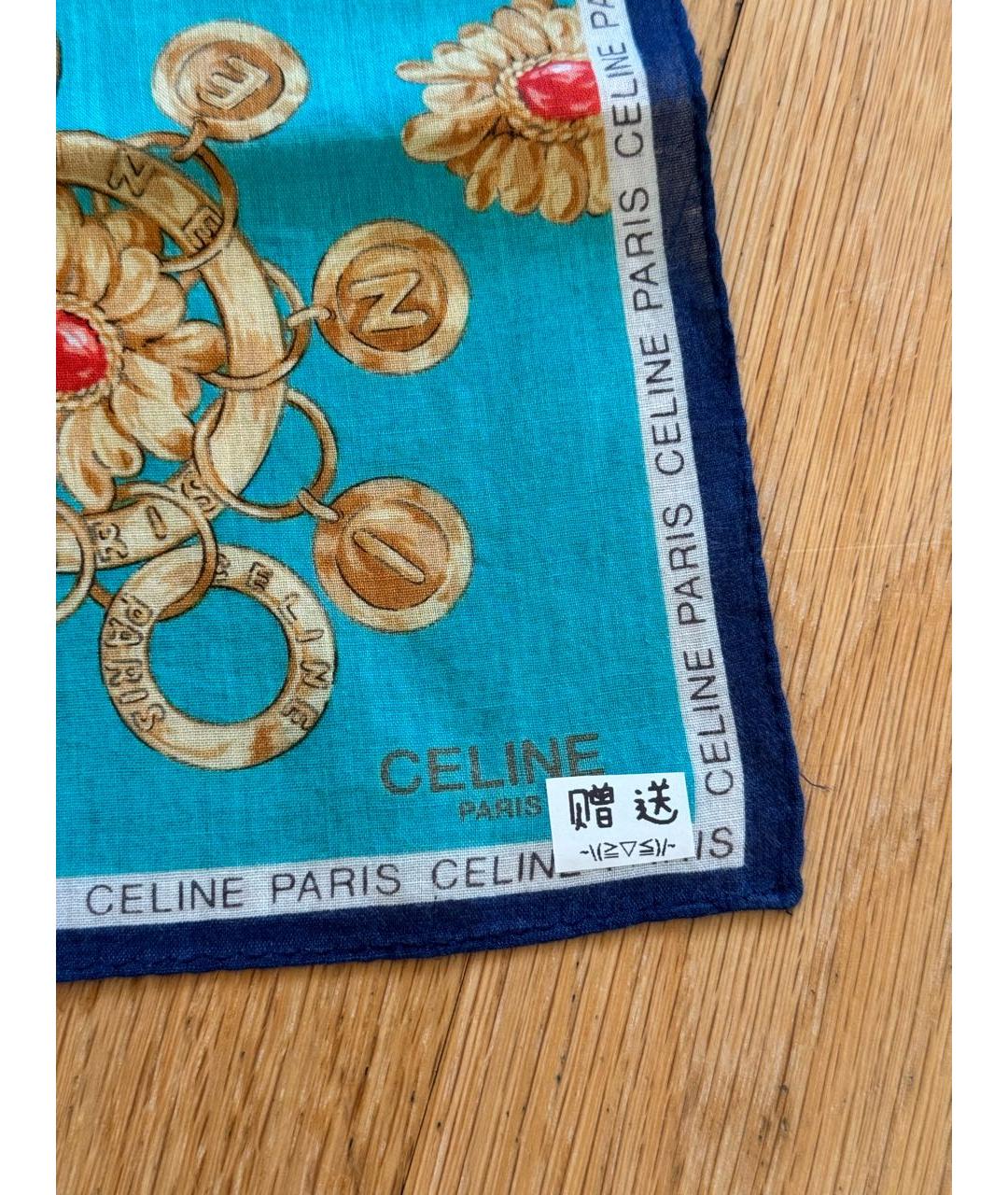 CELINE Бирюзовый хлопковый платок, фото 2