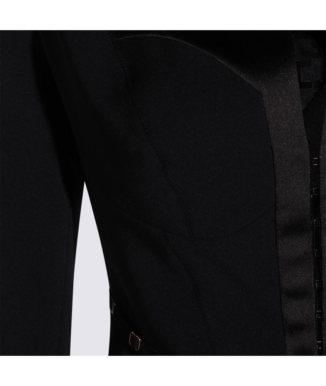 ELISABETTA FRANCHI Черный полиэстеровый жакет/пиджак, фото 4