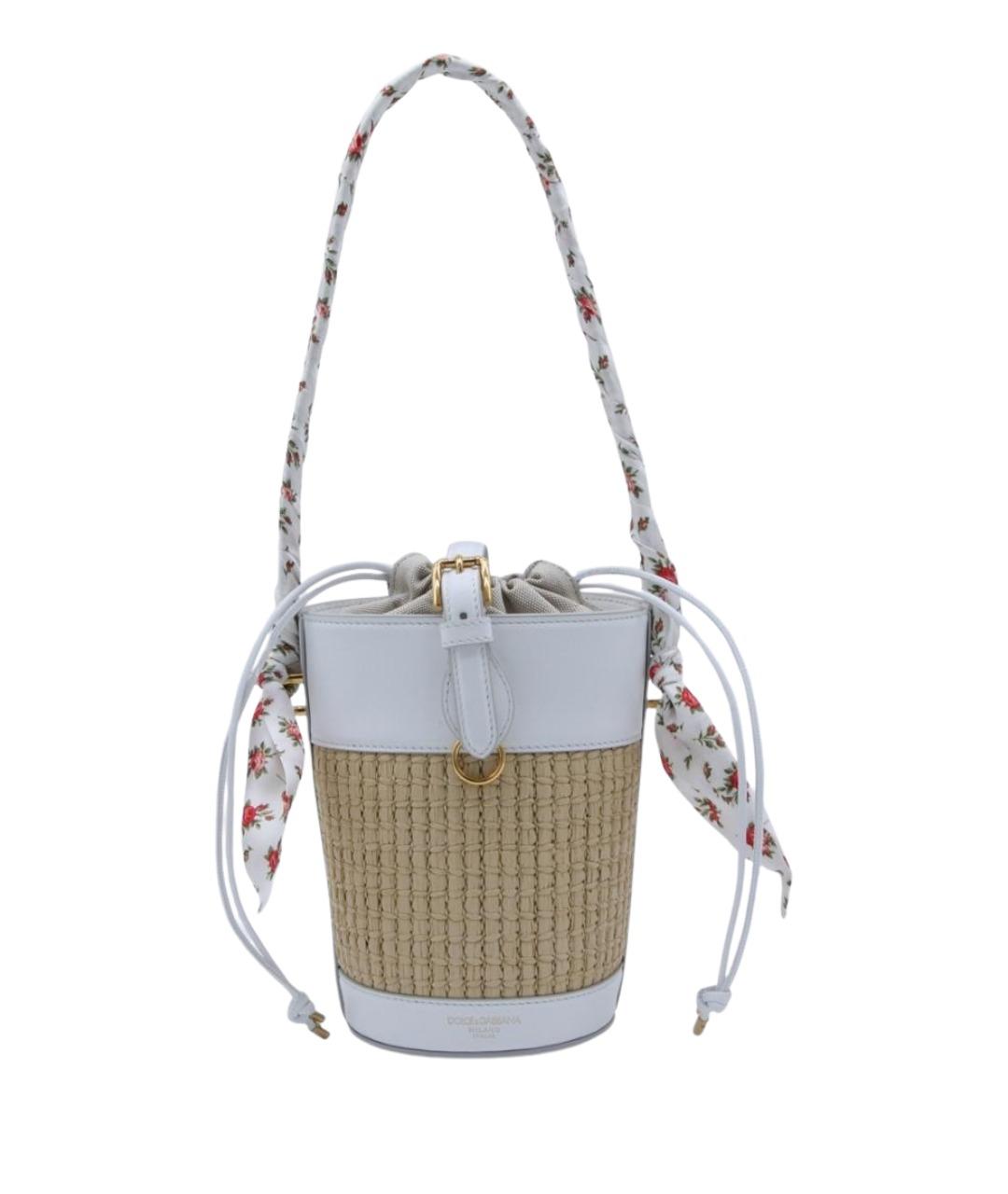 DOLCE&GABBANA Бежевая пелетеная сумка через плечо, фото 1