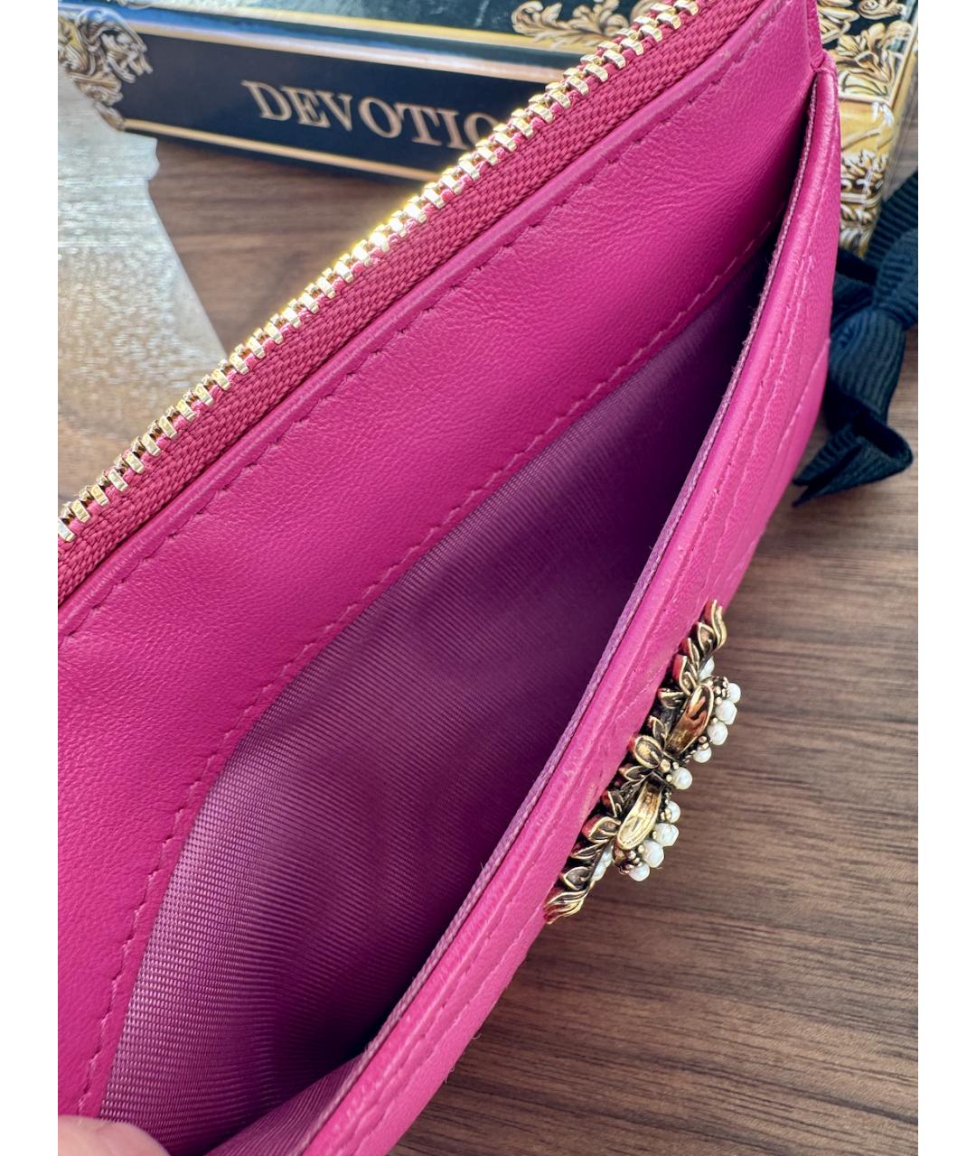 DOLCE&GABBANA Розовый кожаный кардхолдер, фото 4