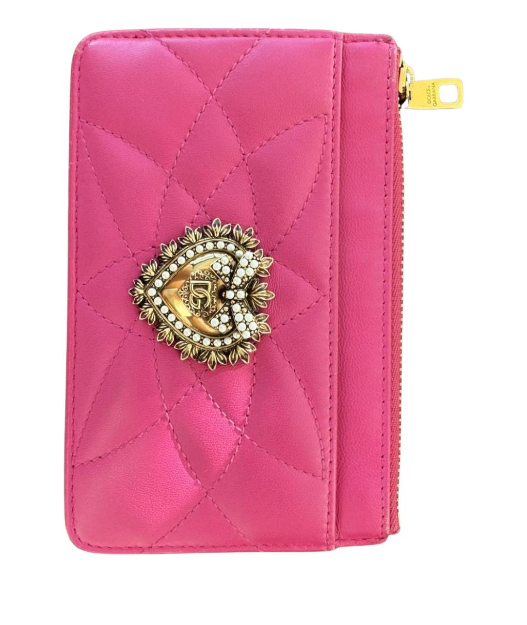 DOLCE&GABBANA Розовый кожаный кардхолдер, фото 1