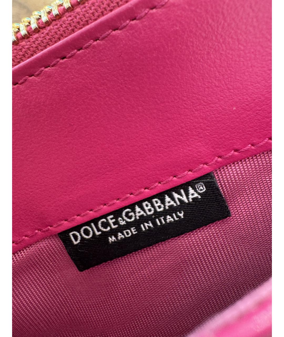 DOLCE&GABBANA Розовый кожаный кардхолдер, фото 5