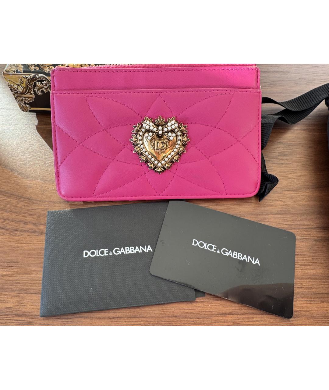 DOLCE&GABBANA Розовый кожаный кардхолдер, фото 8