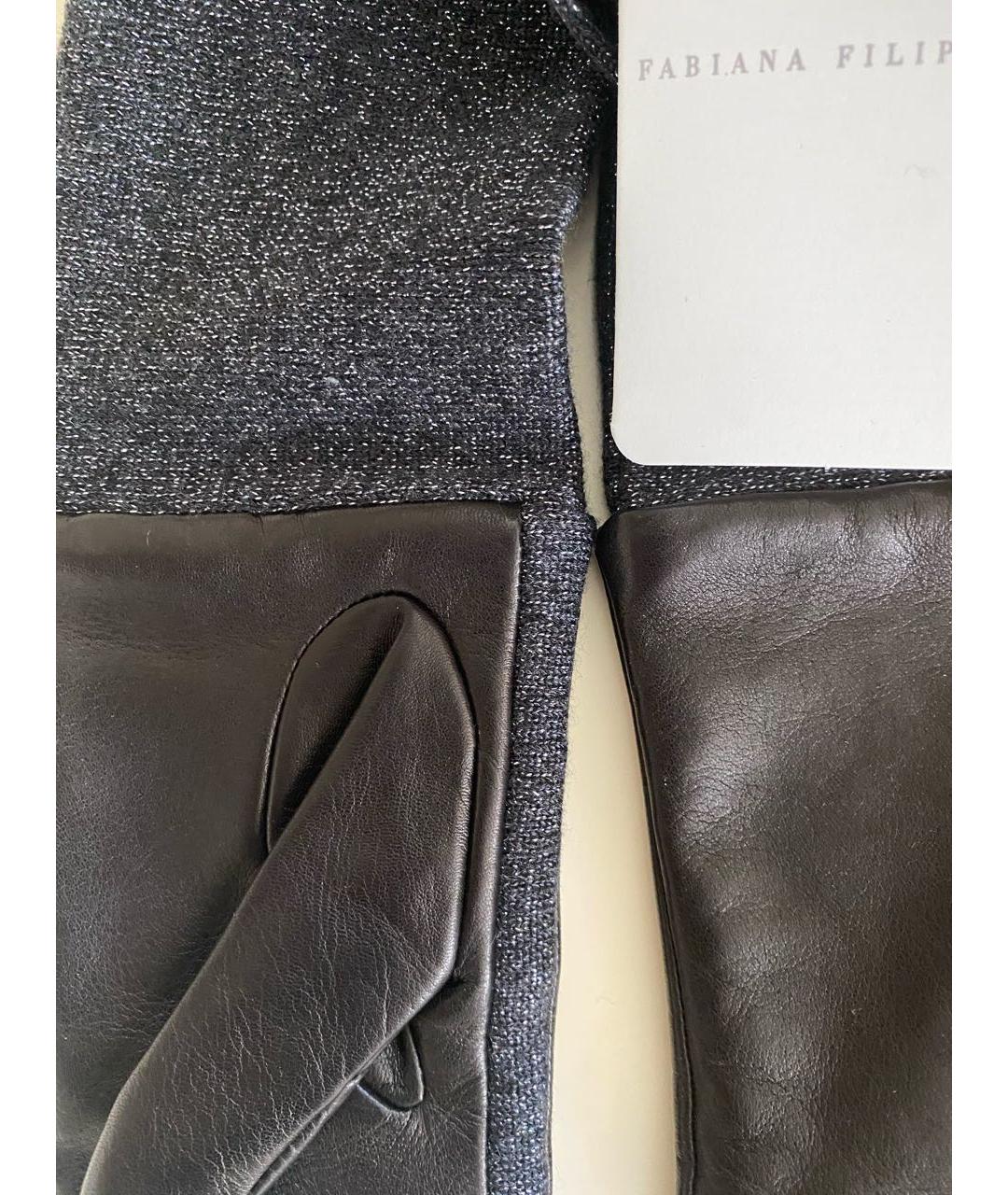 FABIANA FILIPPI Черные кожаные перчатки, фото 5