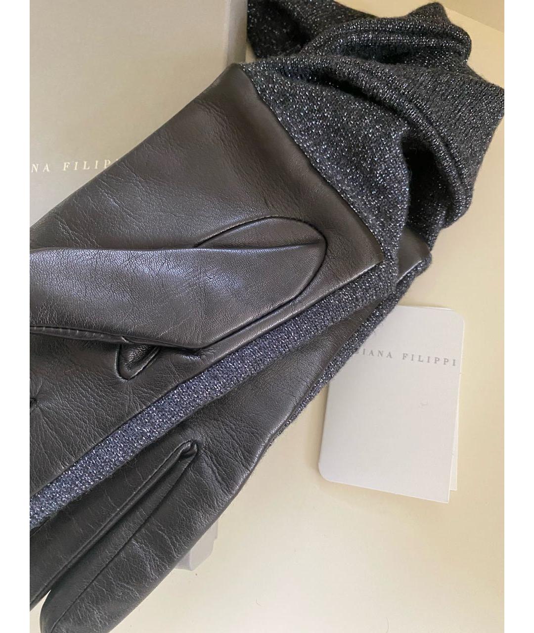 FABIANA FILIPPI Черные кожаные перчатки, фото 3