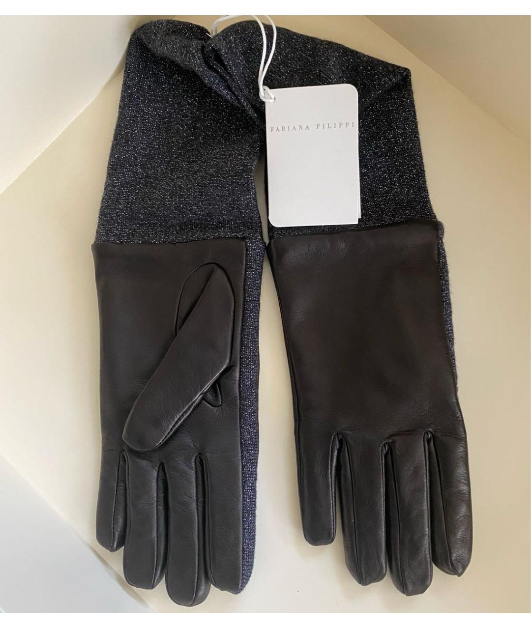 FABIANA FILIPPI Черные кожаные перчатки, фото 4