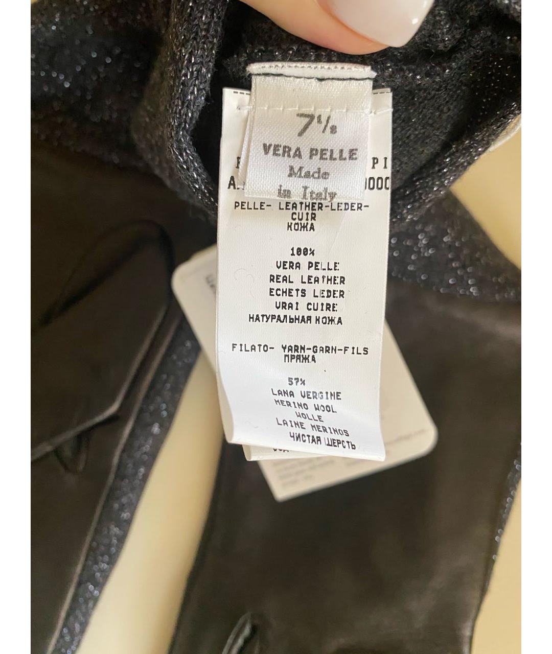 FABIANA FILIPPI Черные кожаные перчатки, фото 6