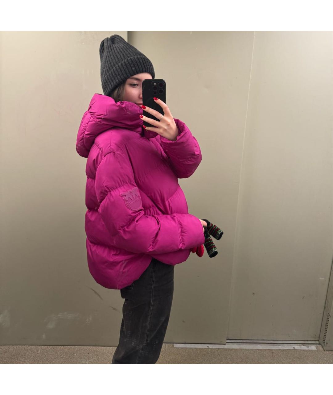 PINKO Фуксия полиэстеровый пуховик, фото 2
