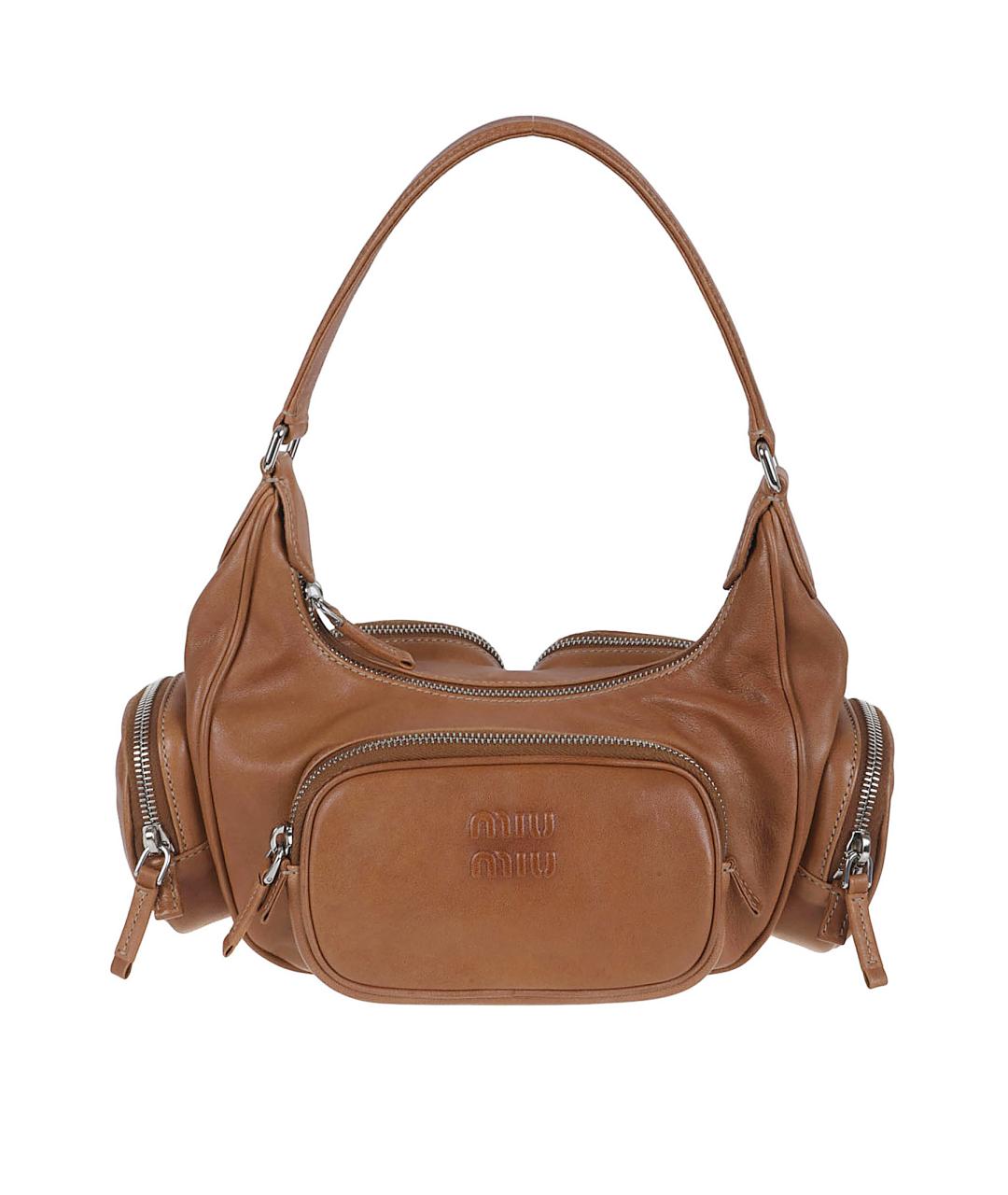 MIU MIU Бежевая кожаная сумка через плечо, фото 1