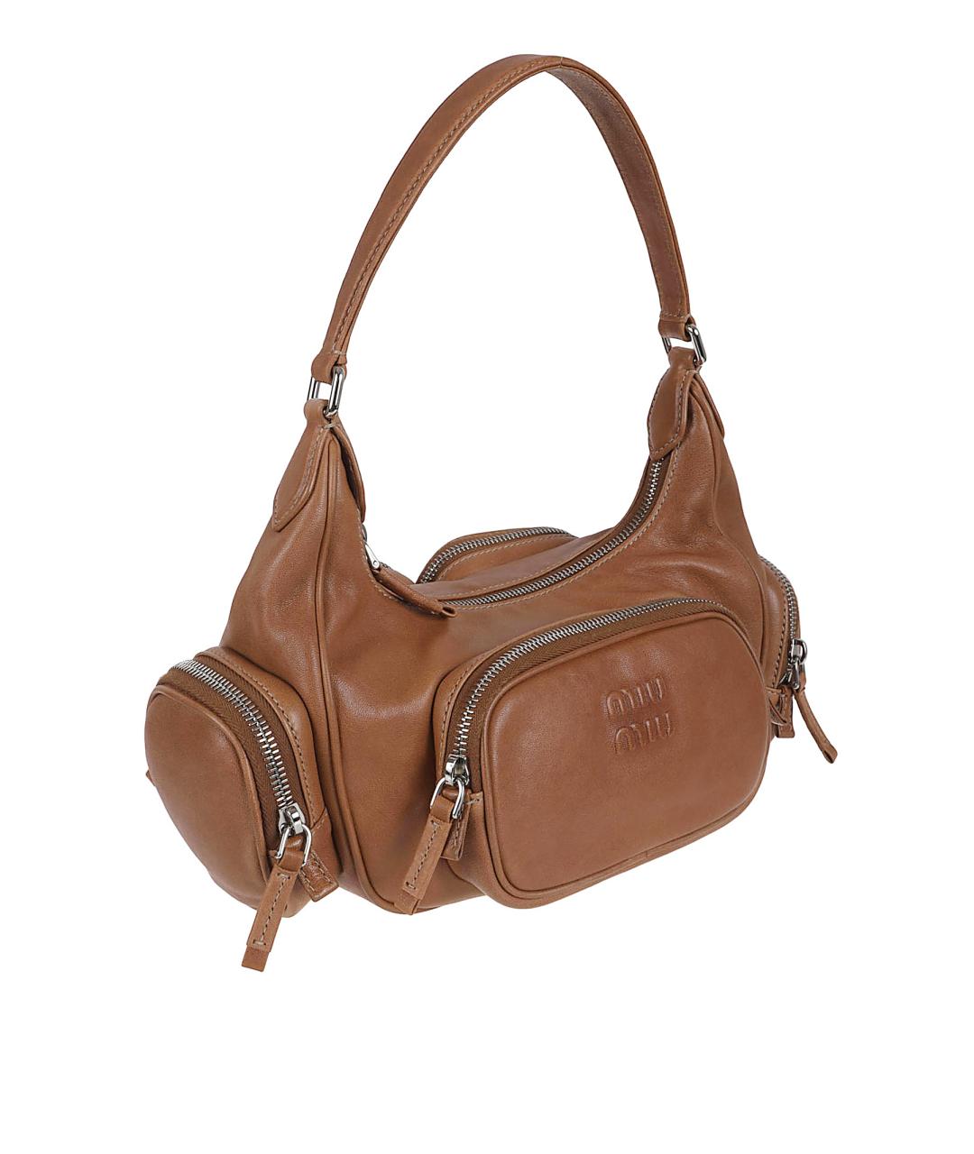 MIU MIU Бежевая кожаная сумка через плечо, фото 3