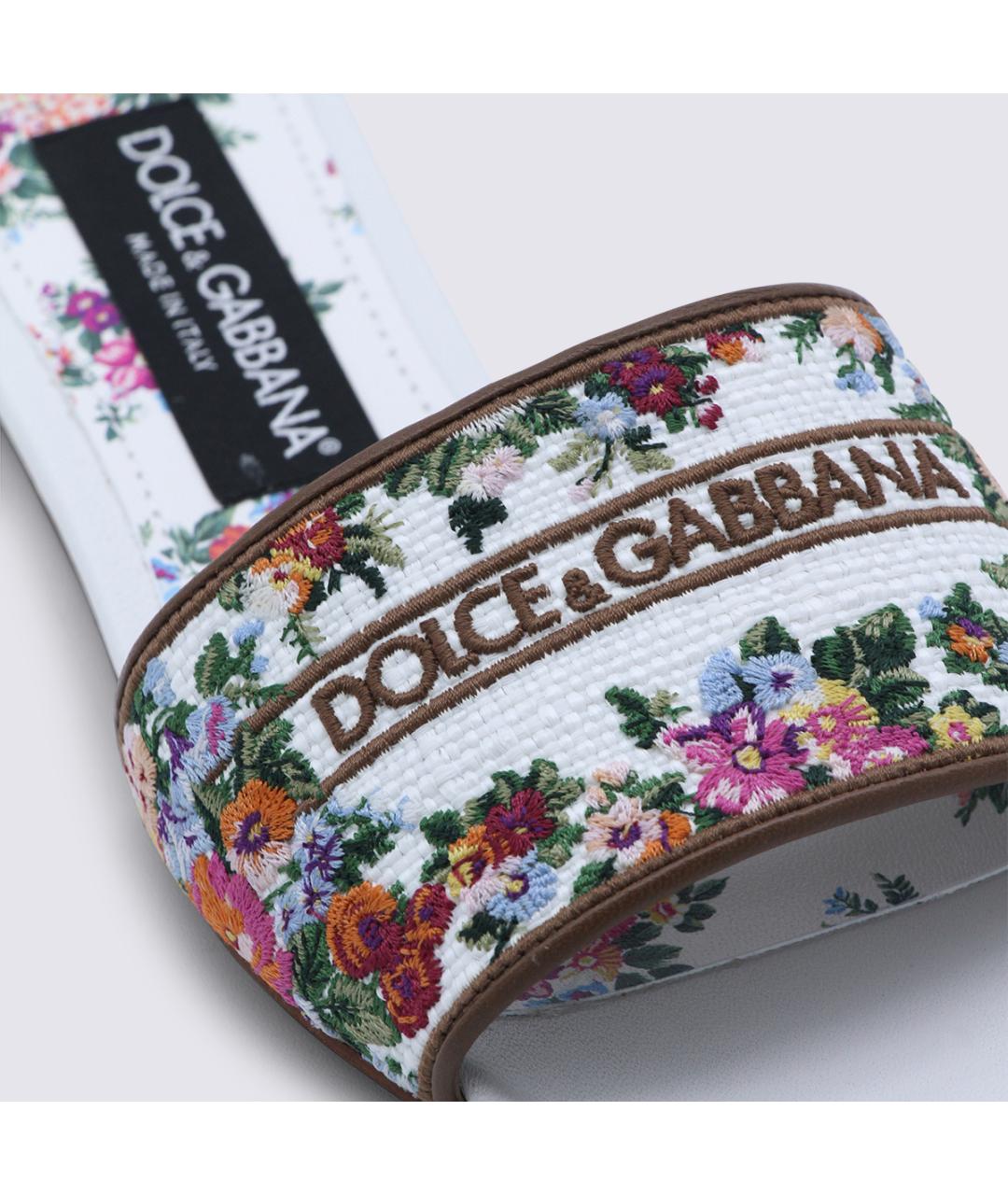 DOLCE&GABBANA Мульти текстильные шлепанцы, фото 4