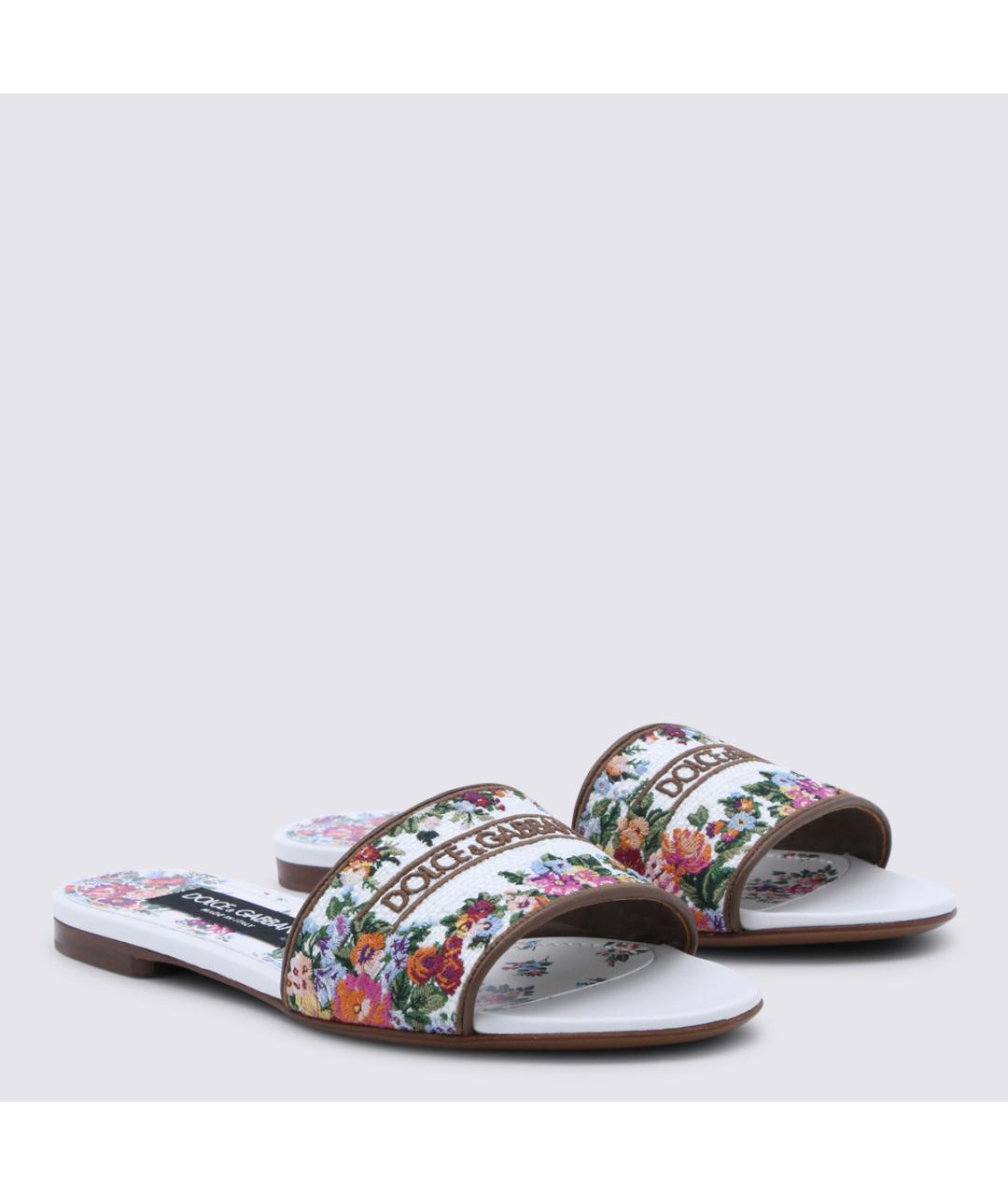 DOLCE&GABBANA Мульти текстильные шлепанцы, фото 2