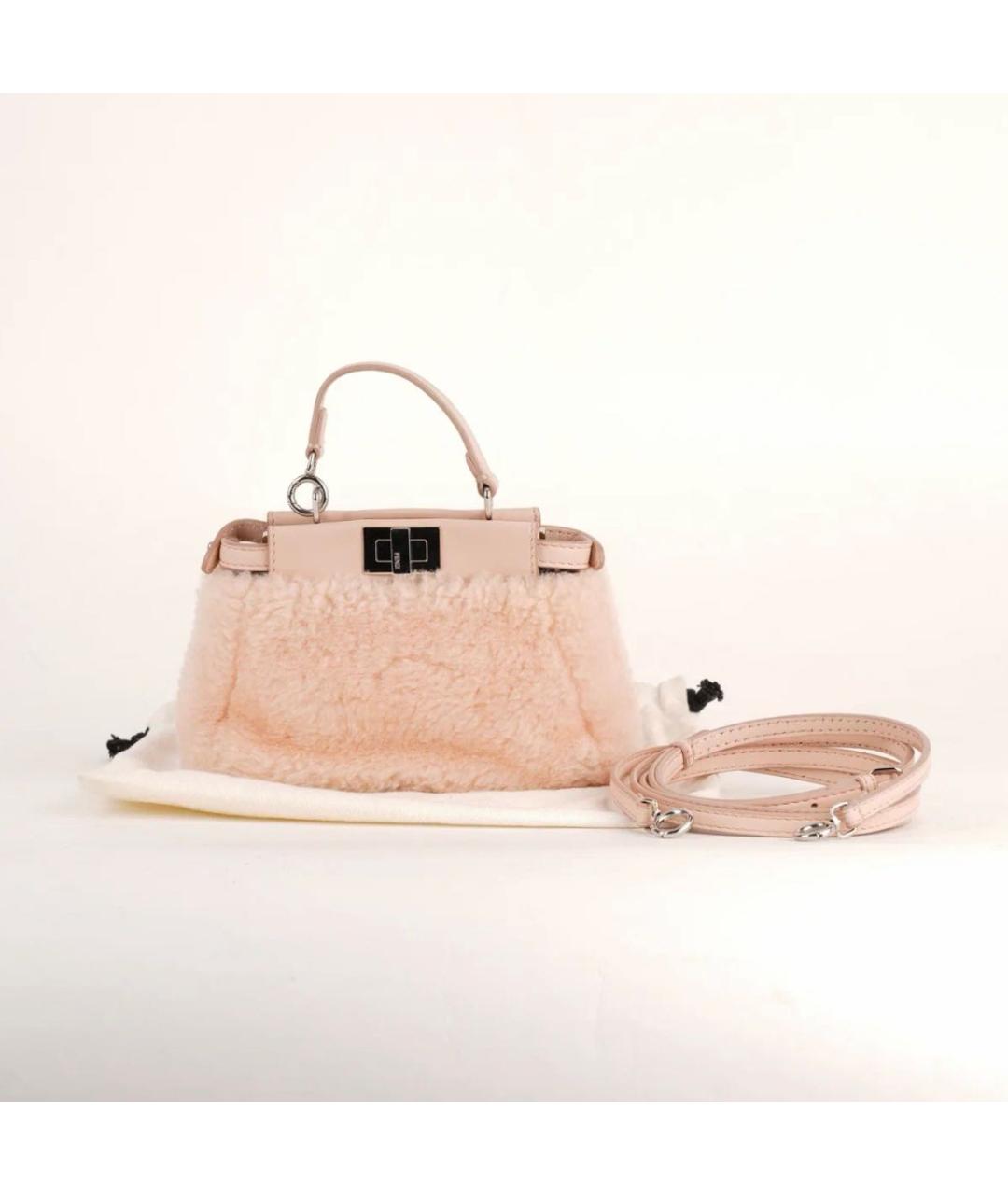 FENDI Розовая шерстяная сумка через плечо, фото 2