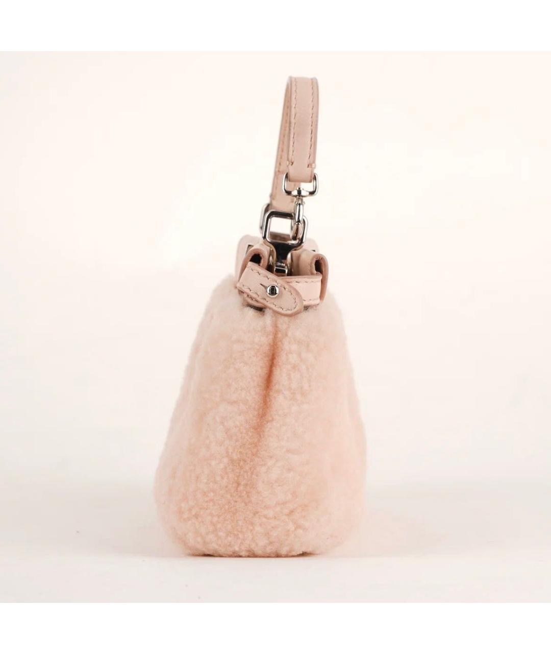 FENDI Розовая шерстяная сумка через плечо, фото 4