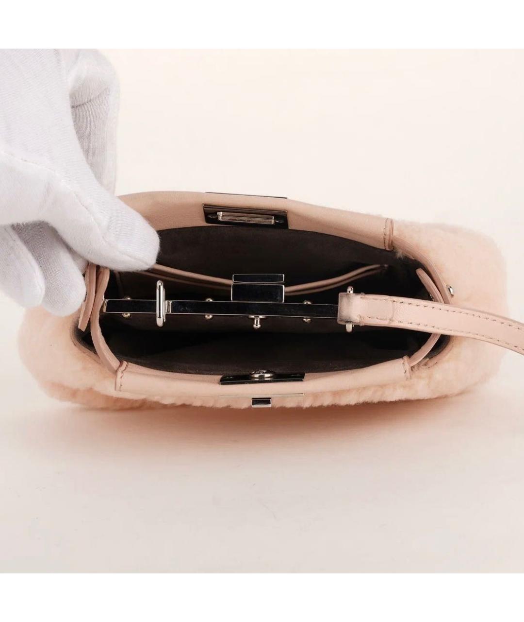 FENDI Розовая шерстяная сумка через плечо, фото 7