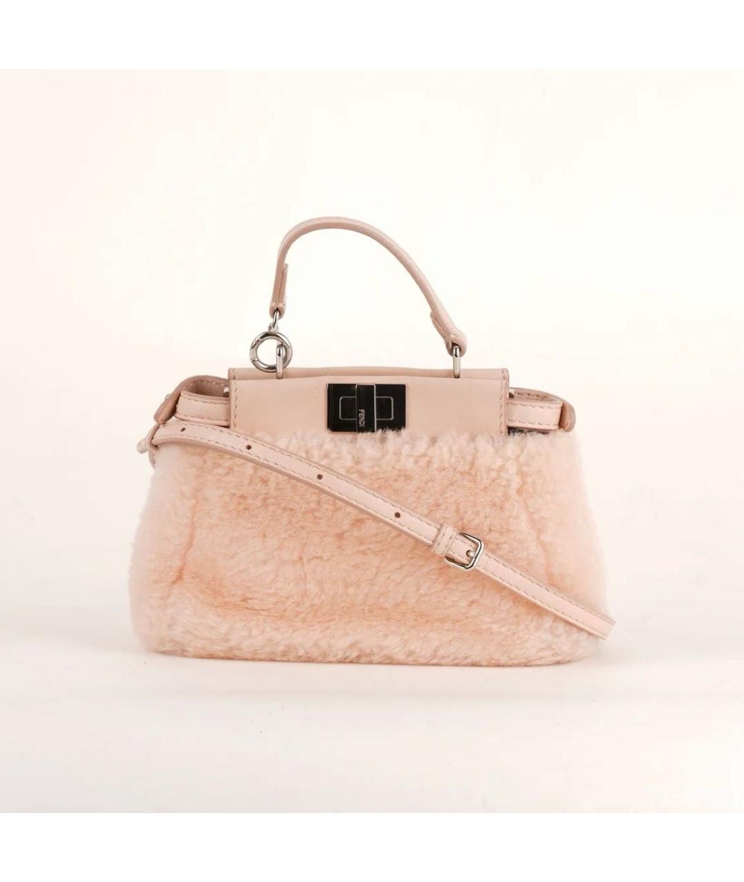 FENDI Розовая шерстяная сумка через плечо, фото 9