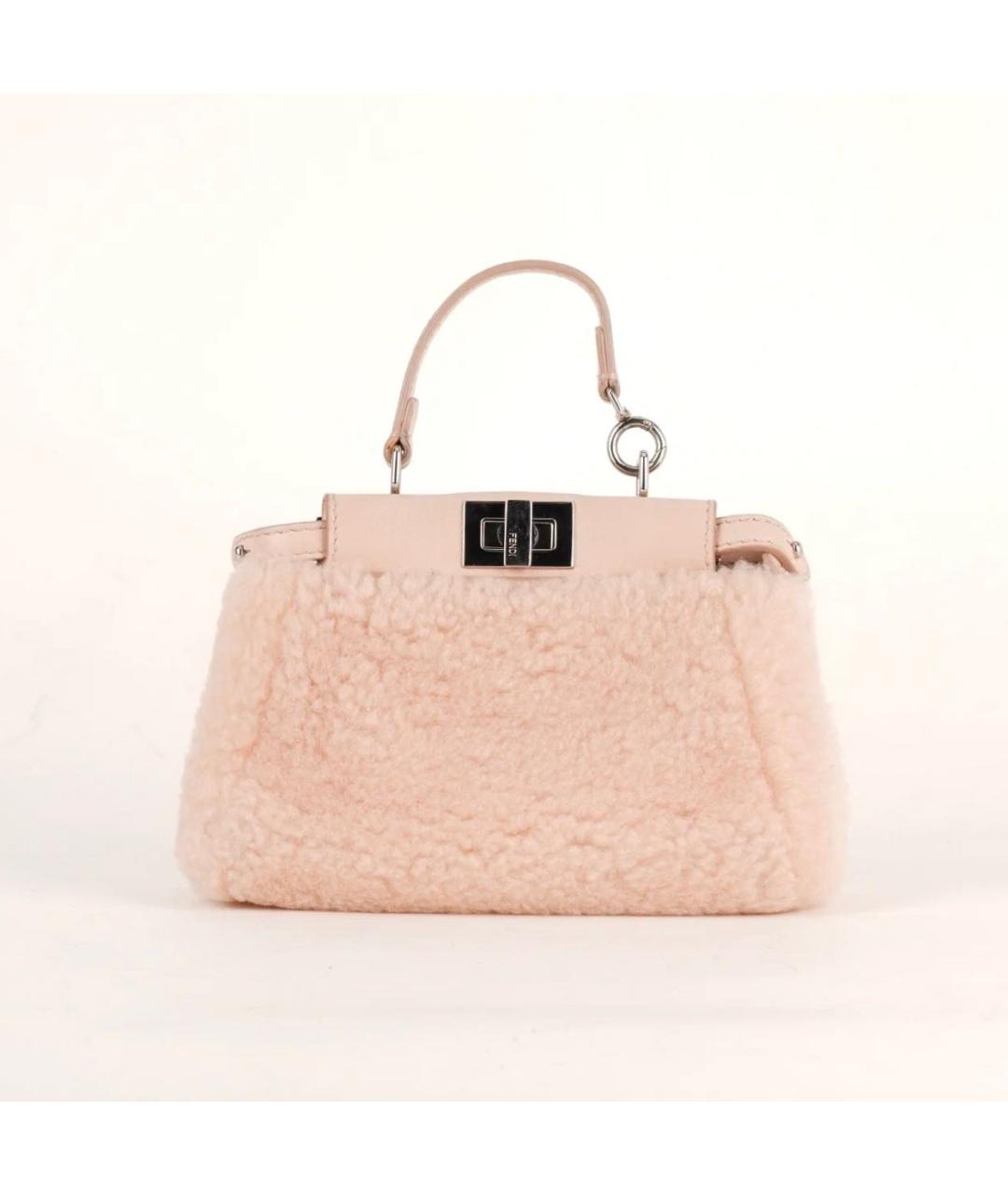 FENDI Розовая шерстяная сумка через плечо, фото 3