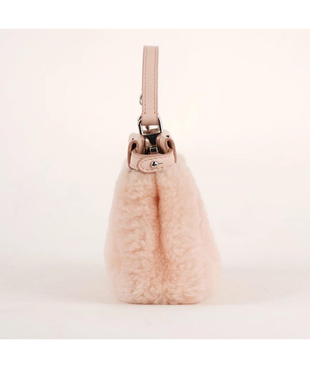 FENDI Розовая шерстяная сумка через плечо, фото 5