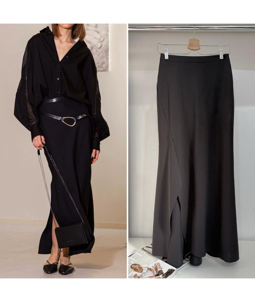 BRUNELLO CUCINELLI Антрацитовая шерстяная юбка макси, фото 2