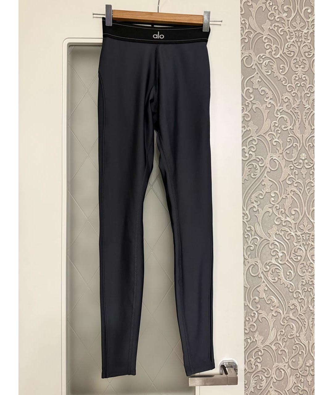 ALO YOGA Серые полиэстеровые леггинсы и велосипедки, фото 6