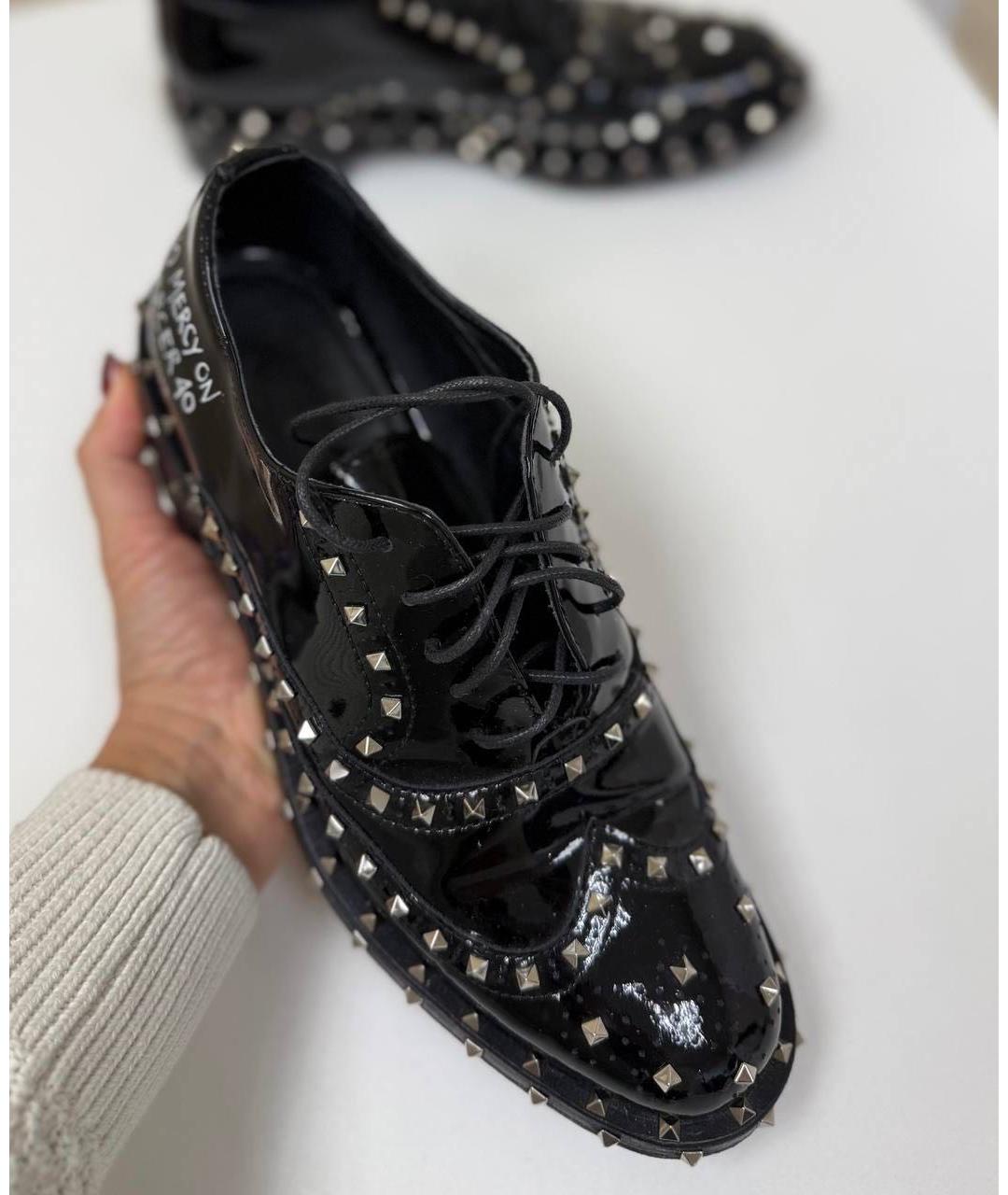 PHILIPP PLEIN Черные брогги и оксфорды из лакированной кожи, фото 3