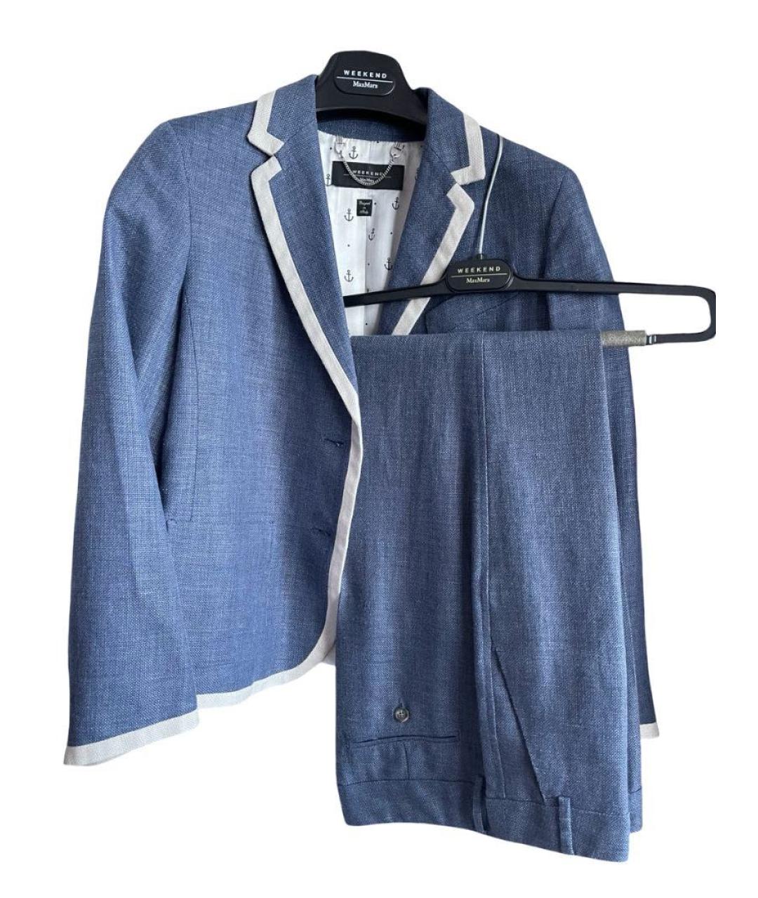 WEEKEND MAX MARA Синий шерстяной костюм с брюками, фото 8