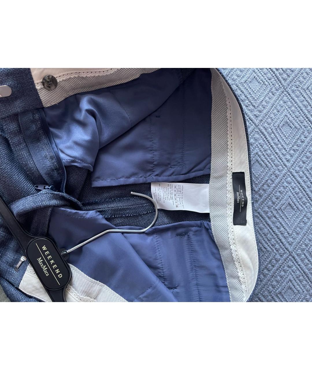 WEEKEND MAX MARA Синий шерстяной костюм с брюками, фото 4