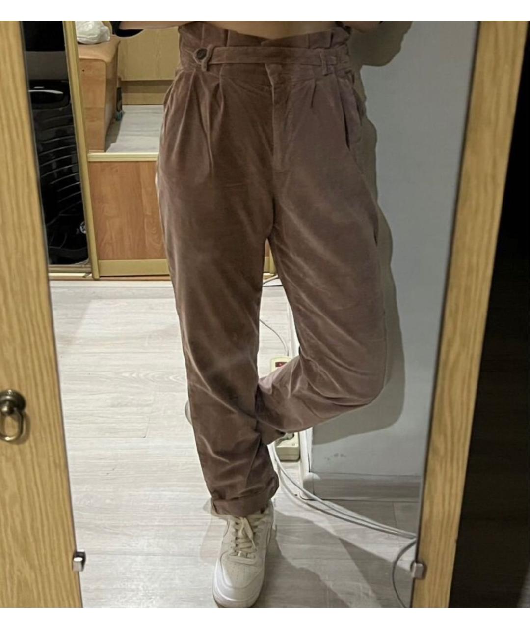 PESERICO Бордовые хлопковые прямые брюки, фото 8